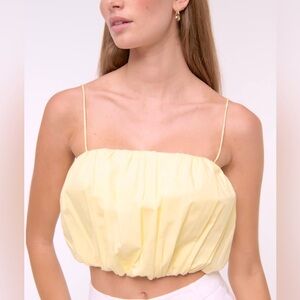 Abercrombie & Fitch Cropped Bubble Hem Cami Pastel Yellow Size L